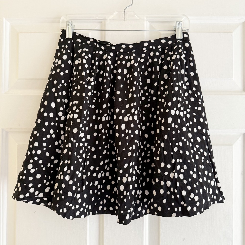 Vintage Y2K Forever 21 Black White Polka Dot Pleated A-Line Skirt Women's Size S